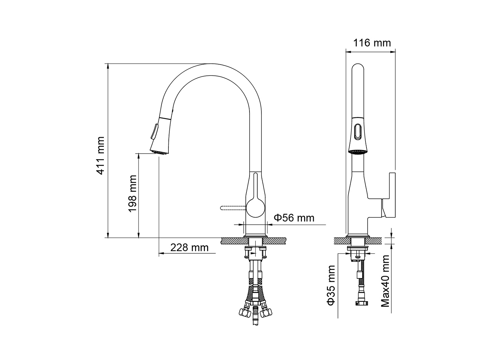 Приобрести смеситель для кухни с выдвижной лейкой timo saona 2336/00fl хром