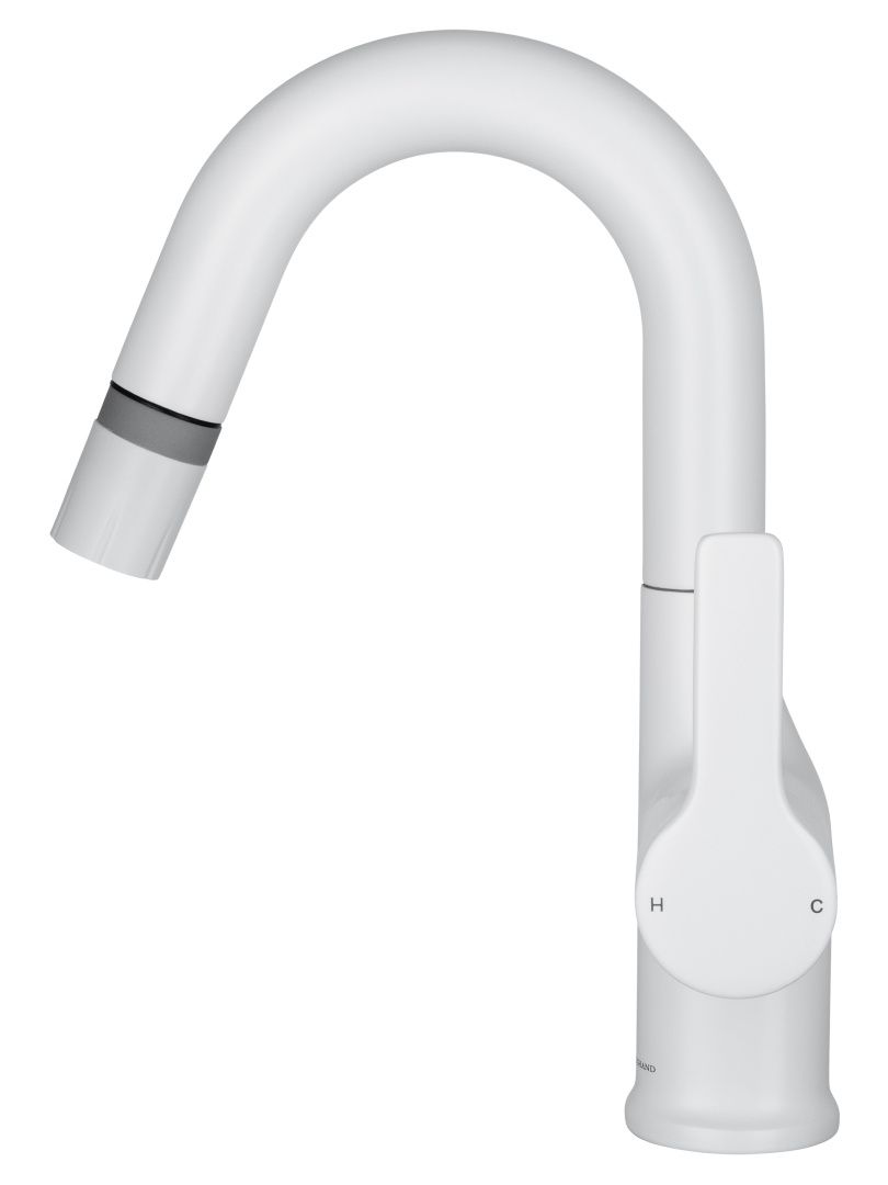 Приобрести смеситель для раковины с выдвижным изливом wonzon & woghand, белый матовый (ww-fe01l212-mw)