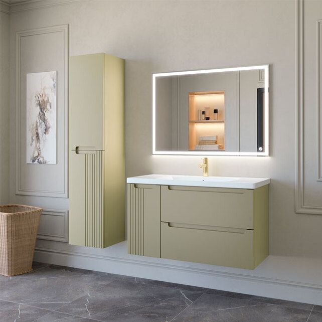 Приобрести caprigo тумба с раковиной termin-smalty meta 100 см, левая, бежевая, эмаль