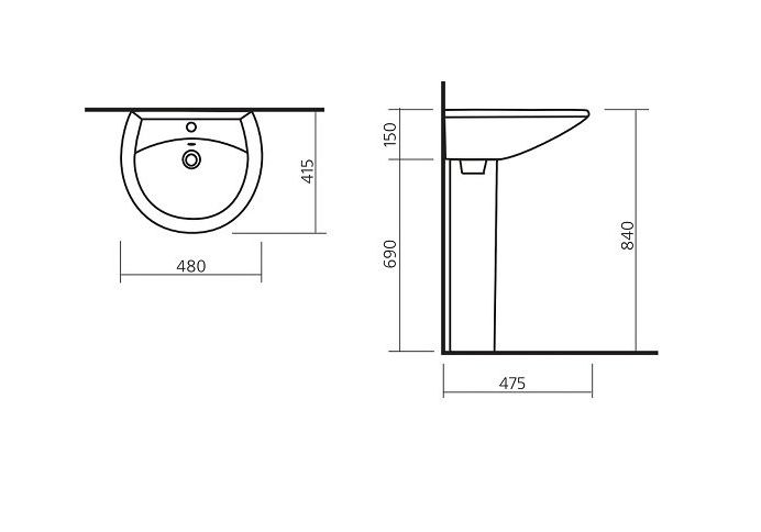 Приобрести раковина подвесная sanita аттика 48 см