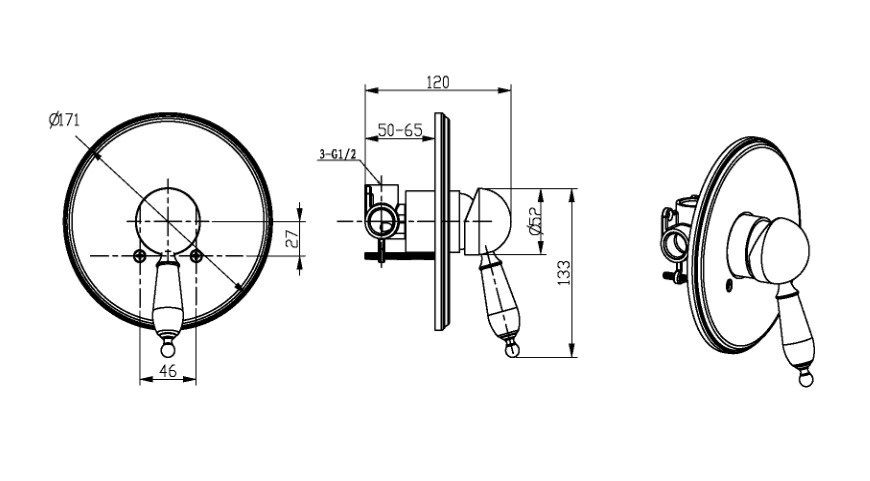 Приобрести boheme сместель для душа tradizionale, встраиваемый, золото\белый 285