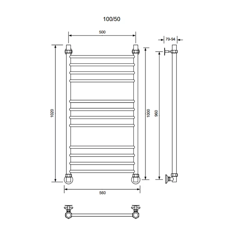 Приобрести veconi полотенцесушитель водяной voga 50х100 см, хром v10050ch