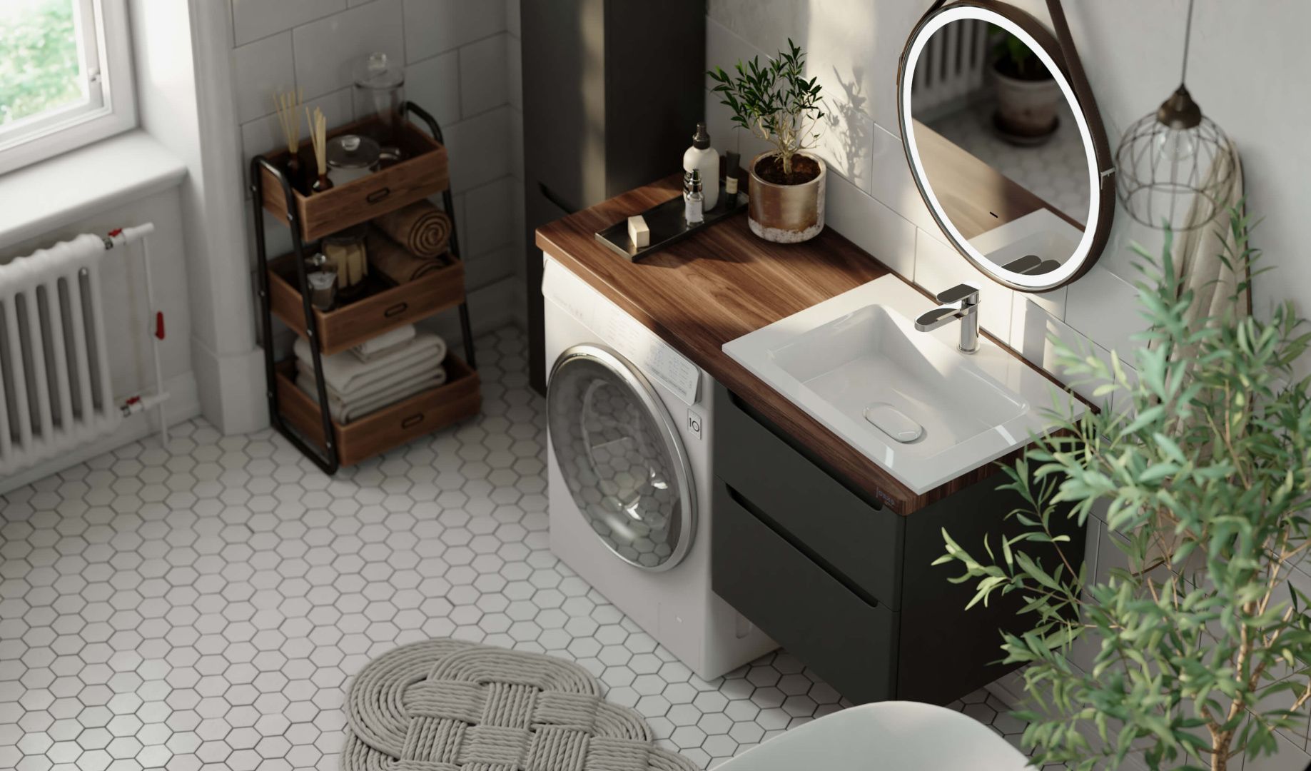 Приобрести jorno тумба подвесная wood 120 см со столешницей темное дерево, аннтацит