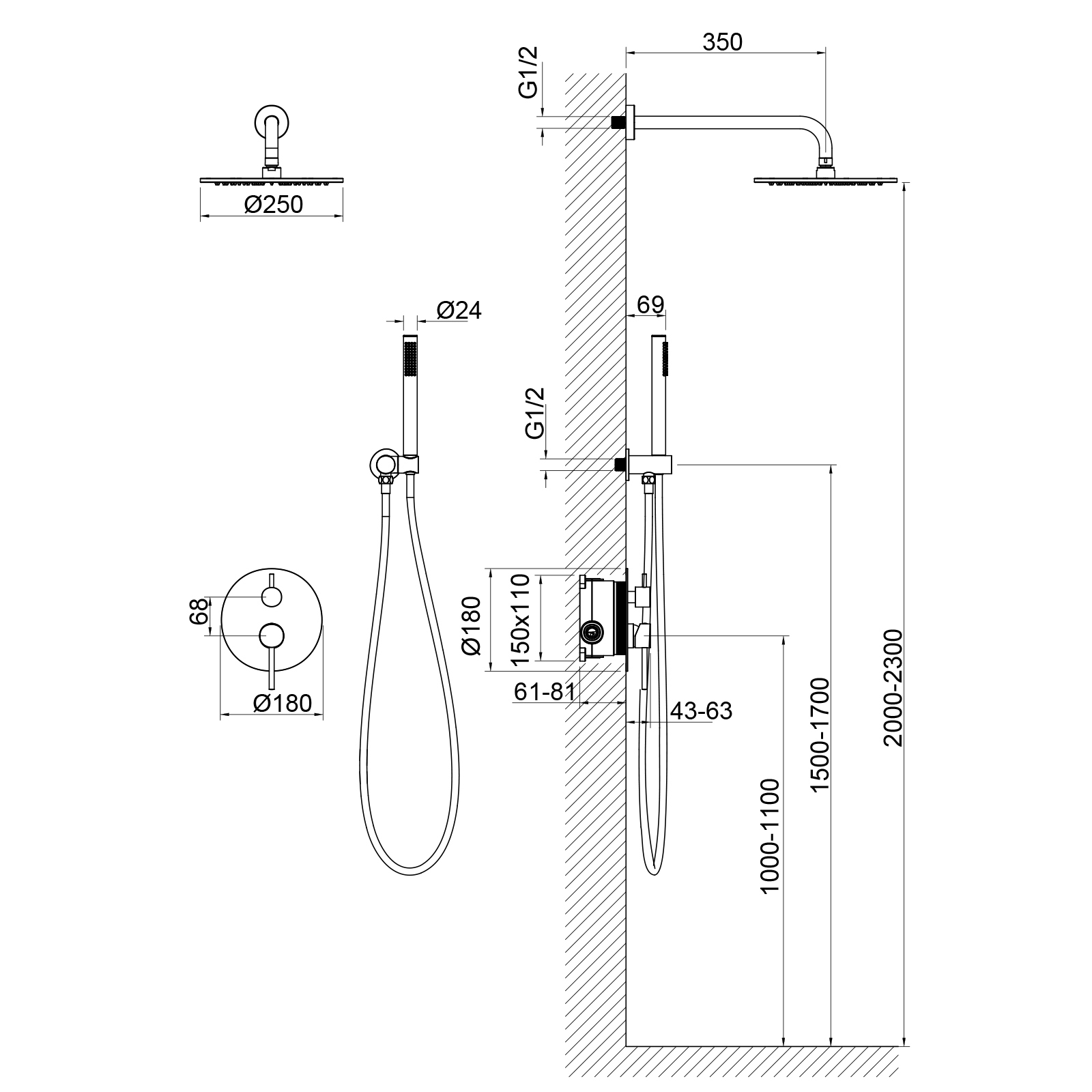 Приобрести душевая система встроенная timo saona sx-2369/03sm черный