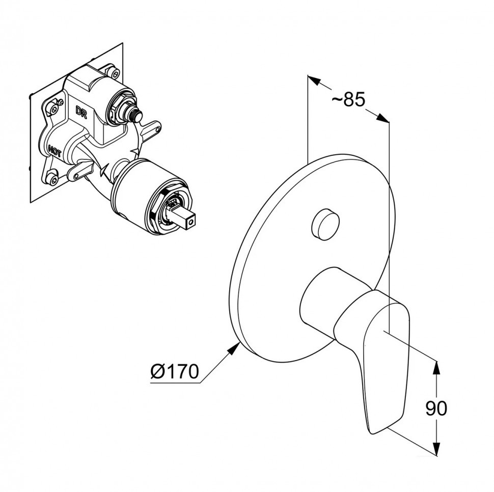 Приобрести kludi pure & solid встраиваемый смеситель для ванны и душа; автом. переключатель душ/ванна push&switch