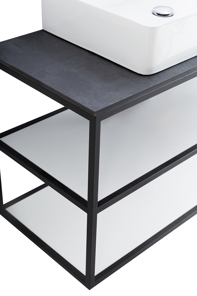 Приобрести cezares тумба подвесная с раковиной cadro 100 см см, двухярусная nero, черная cadro-100/46/58-2c-so-met-st