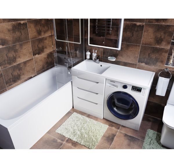 Приобрести mirsant тумба напольная soho quadro 60 см с раковиной столешницей fly 120 см под стиральную машину, правая ут000051567