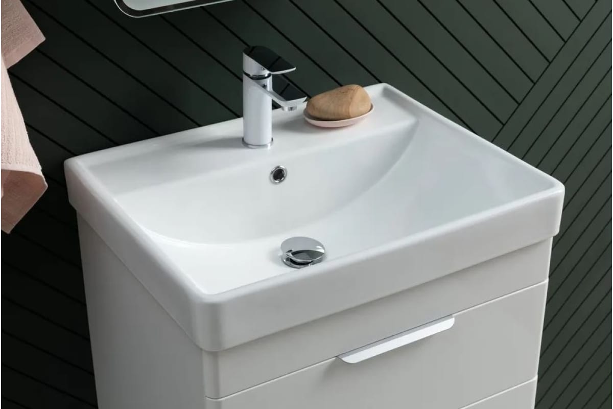 Приобрести aquanet тумба с раковиной ирис new 71 см, белая глянец (1 ящик, 2 дверцы)