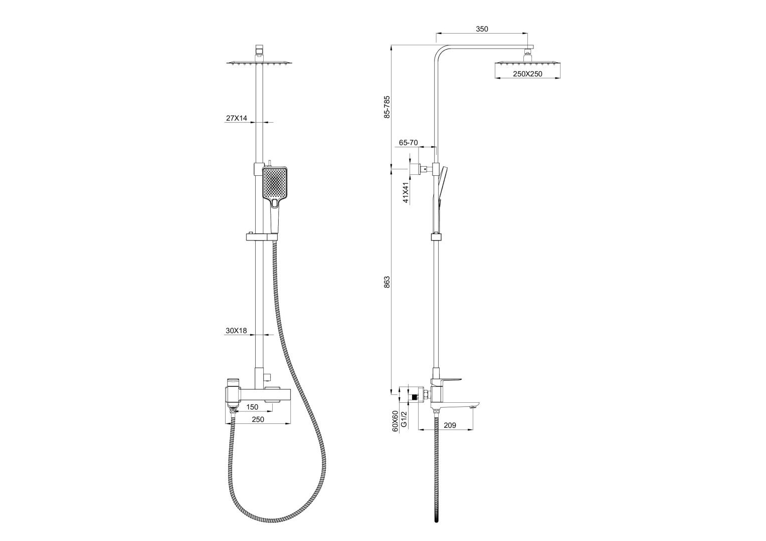 Приобрести душевая система wonzon & woghand edge, черный матовый (ww-88739003-mb)