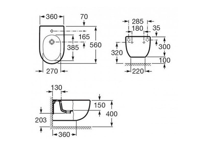 Приобрести биде подвесное roca meridian new 7.3572.4.600.0
