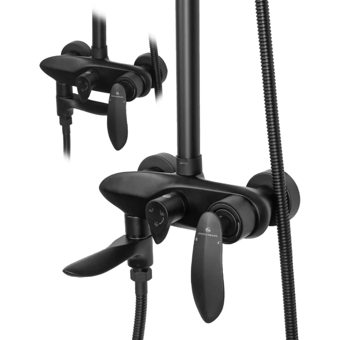 Приобрести grocenberg душевая система, черный матовый gb7001bl