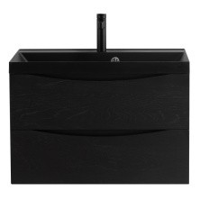 BelBagno Тумба с раковиной MARINO 80 см, подвесная Rovere Cioccolato Amaro, чёрная раковина