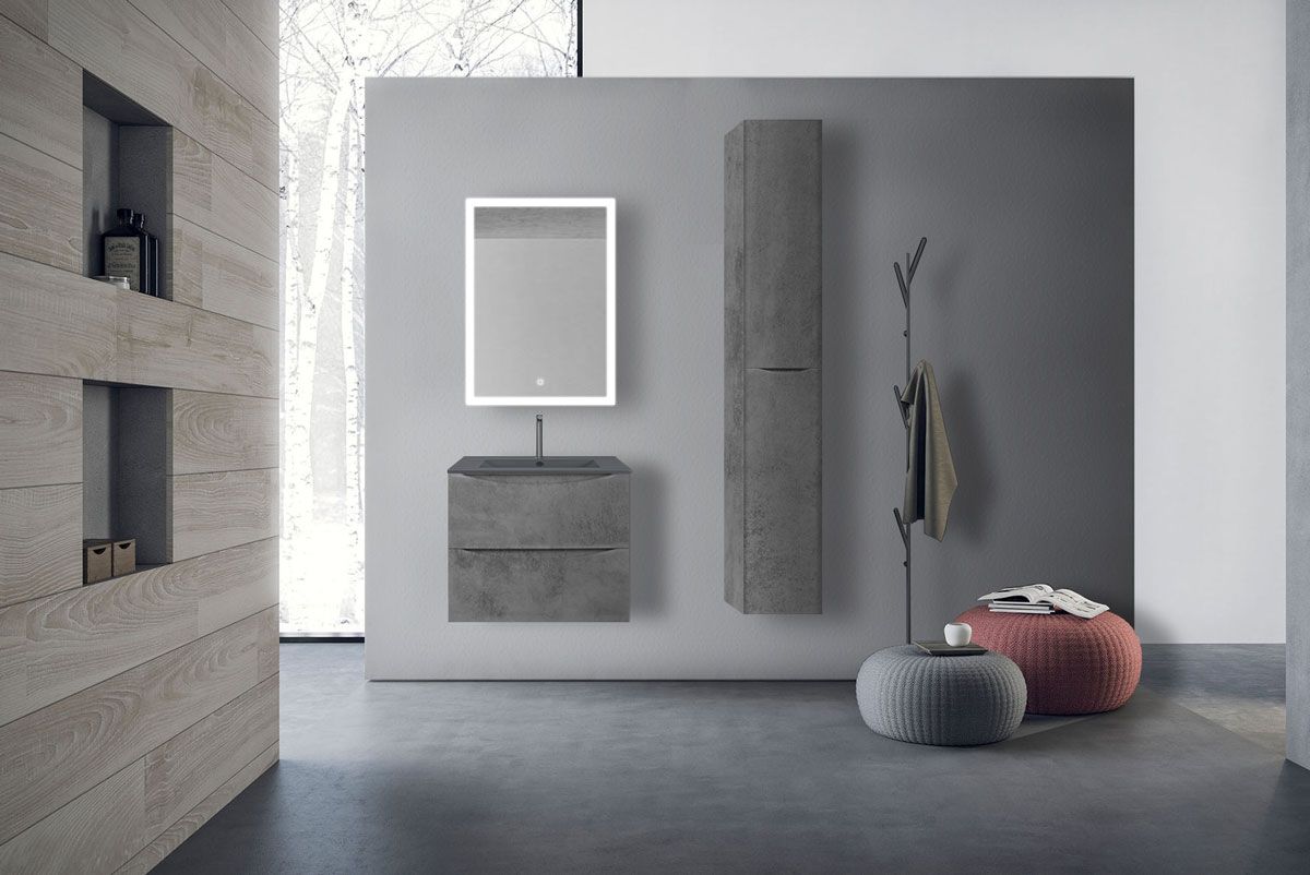 Приобрести vincea тумба подвесная mia 60 см, бетон с раковиной матовый антрацит vmc-2mc600bt;vbs-13960ma