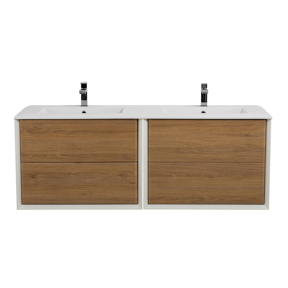 Приобрести cezares тумба подвесная с раковиной на две чаши bellagio 140 см rovere tabacco, дерево 54716