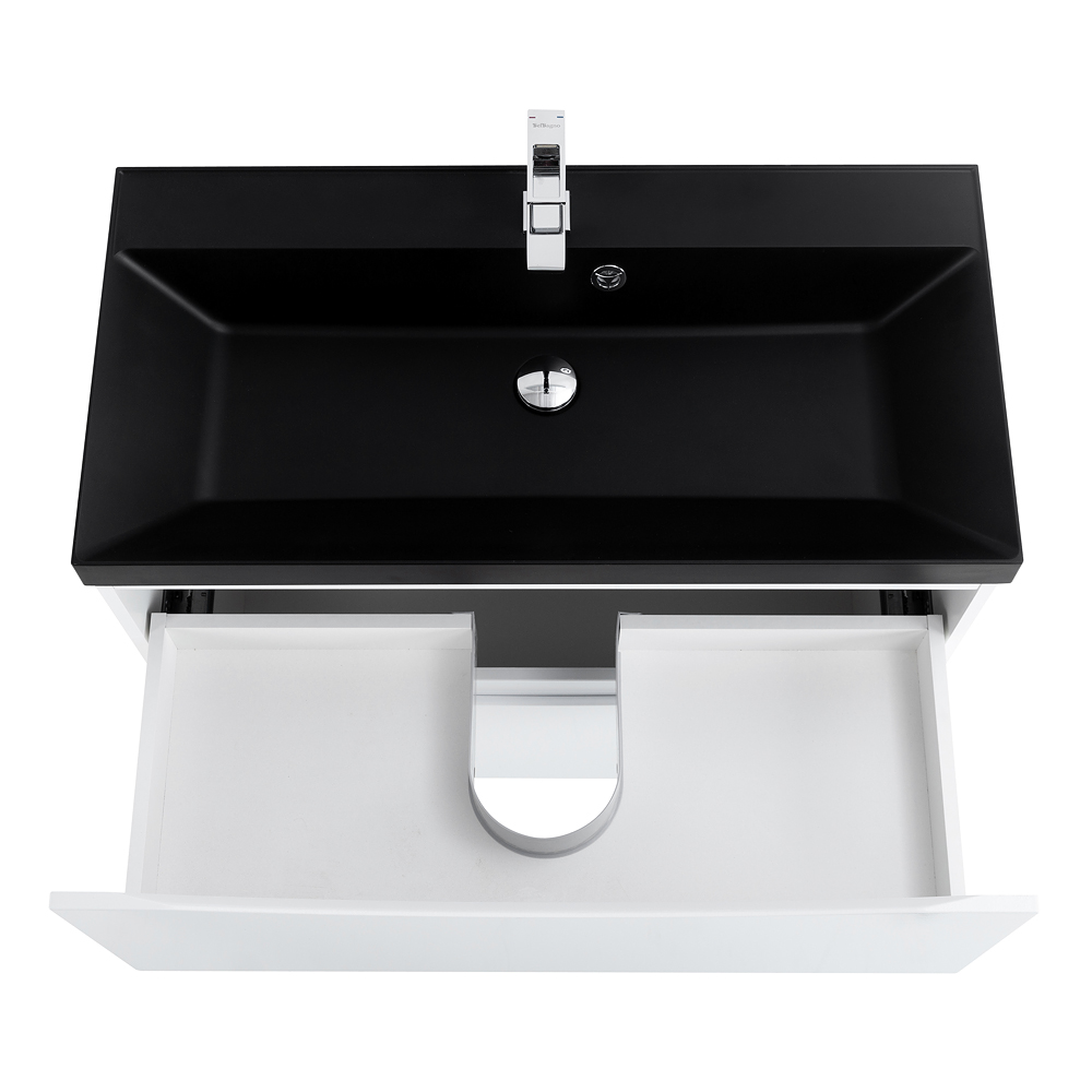 Приобрести belbagno тумба с раковиной marino 90 см, напольная bianco lucido, чёрная раковина