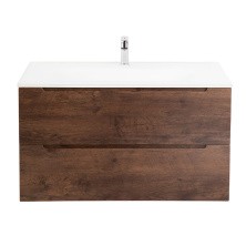 BelBagno Тумба с раковиной ETNA 100 см, подвесная Rovere Moro, стеклянная раковина