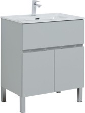 Aquanet Тумба с раковиной Алвита New 70 см, 1 ящик, 2 дверцы, серый