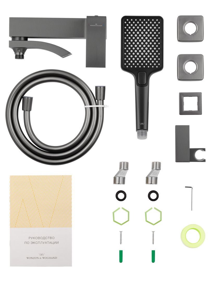 Приобрести смеситель для ванны с душем wonzon & woghand fit, темный графит (ww-88639009-bgm)