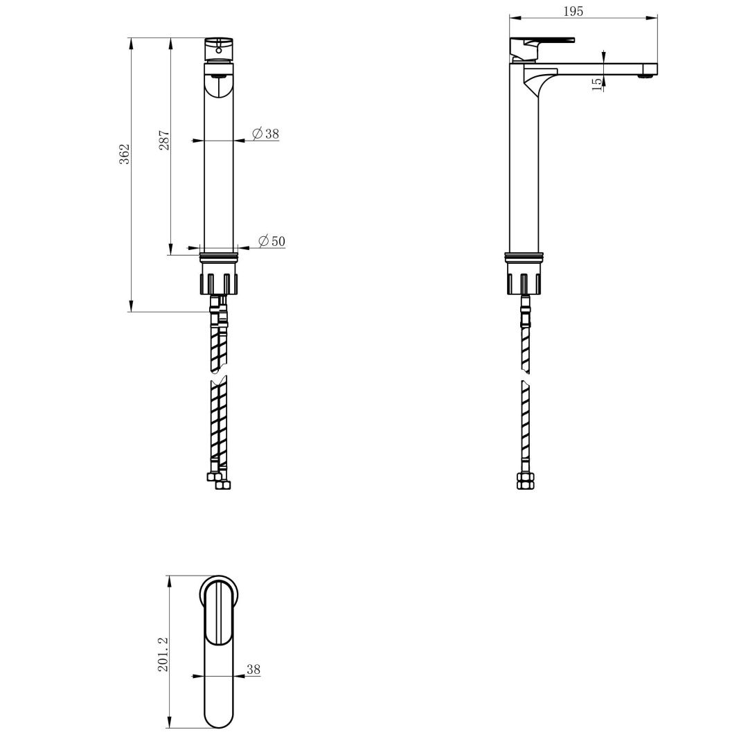 Приобрести смеситель для раковины высокий wonzon & woghand, брашированное золото (ww-h1034-bg)