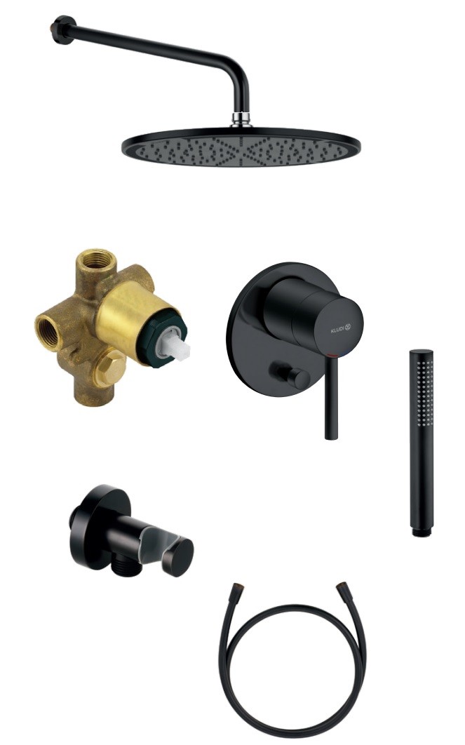 Приобрести набор 7 в 1 kludi bozz для душа, с дивертором, черный матовый (387163976,38624n,6651439-00,6432587-00,3912039-00,6054739-00,6107139-00 )