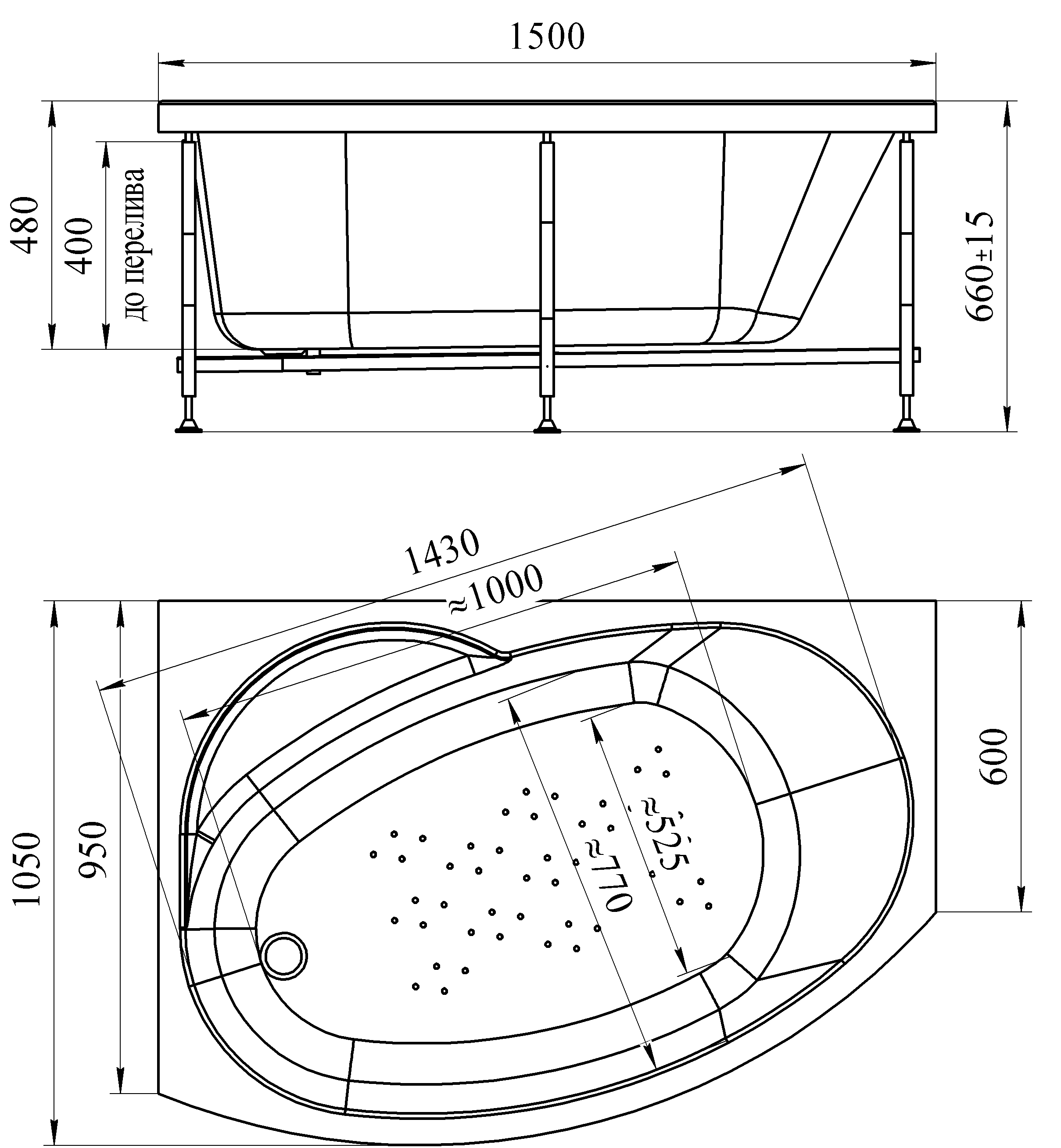 Приобрести радомир акриловая ванна монти 150x105 см l ( комплект каркас и слив )