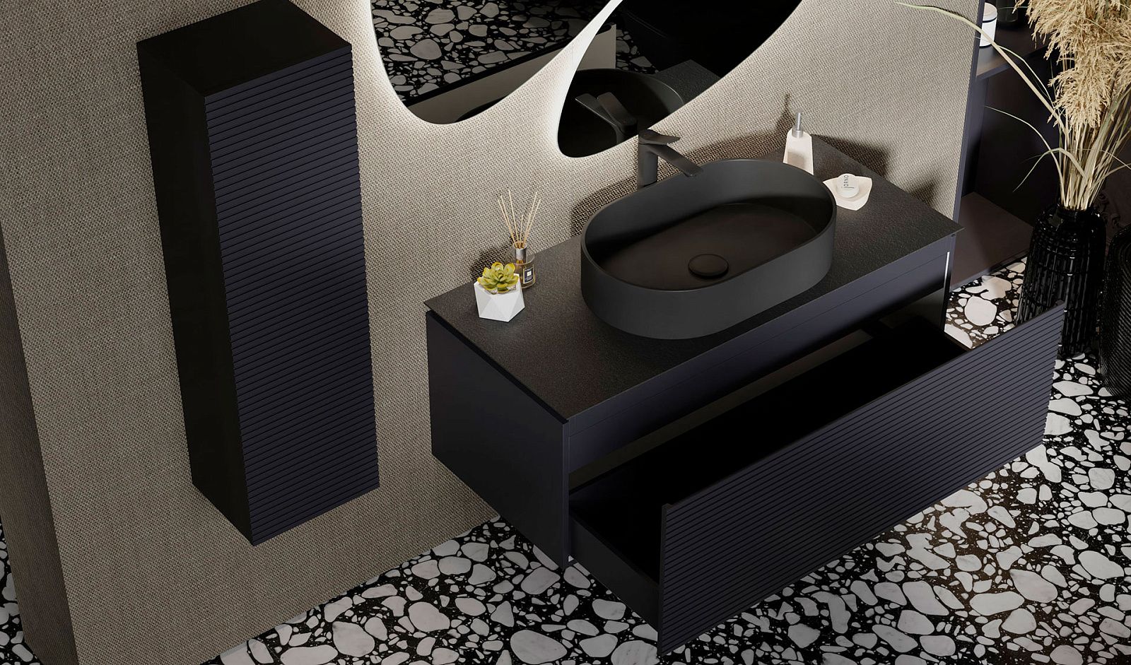 Приобрести jorno тумба подвесная stone 120 см со столешницей, антрацит