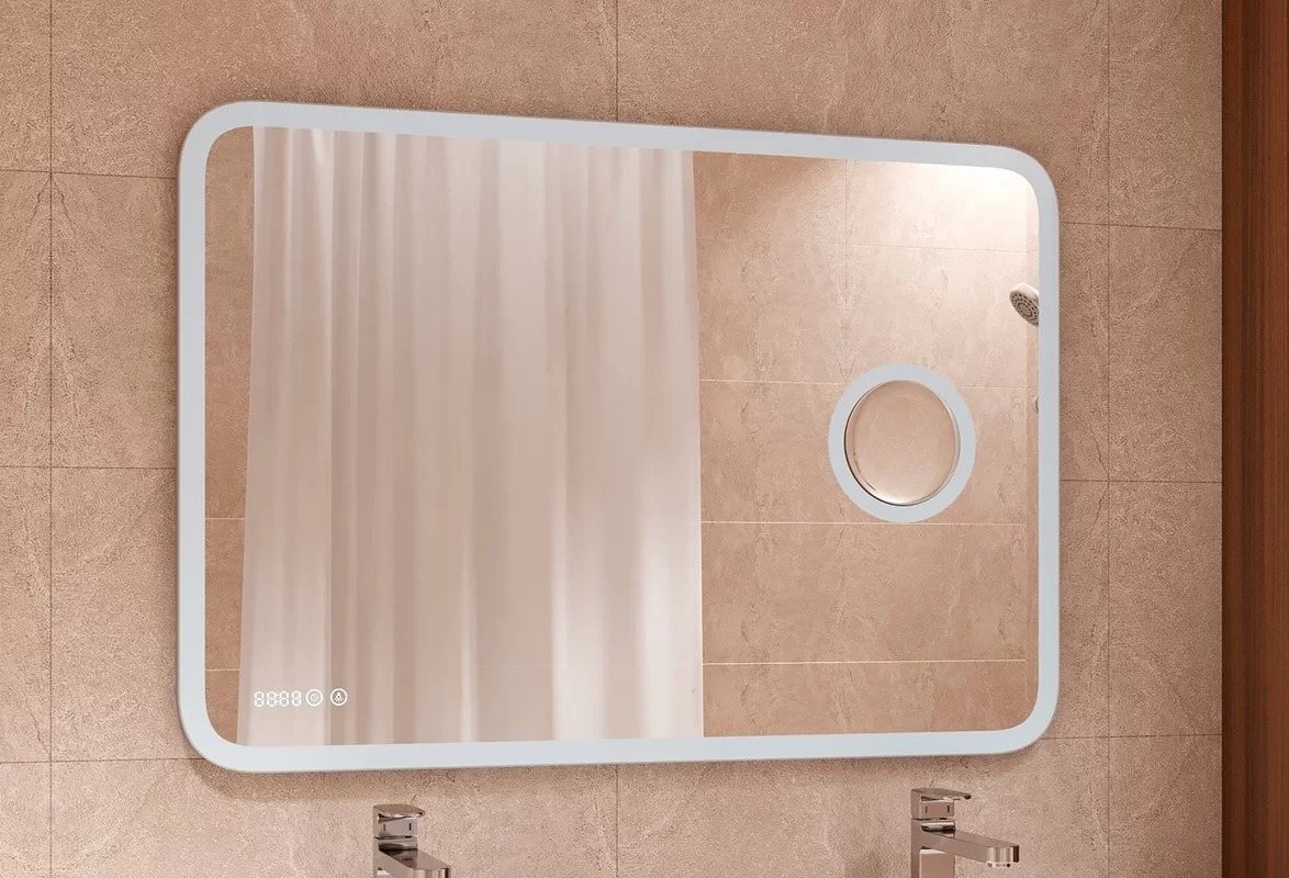 Приобрести continent зеркало bliss 100х70 см с подсветкой, часами, датчиком температуры, увеличительной линзой, белое