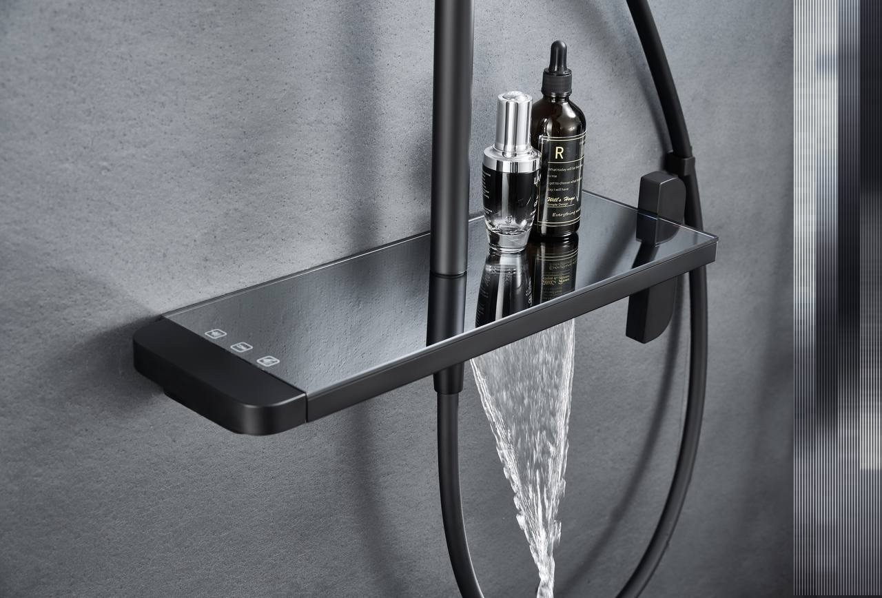 Приобрести savol душевая система d 300мм, прямоугольная, черный матовый sk-h3145h