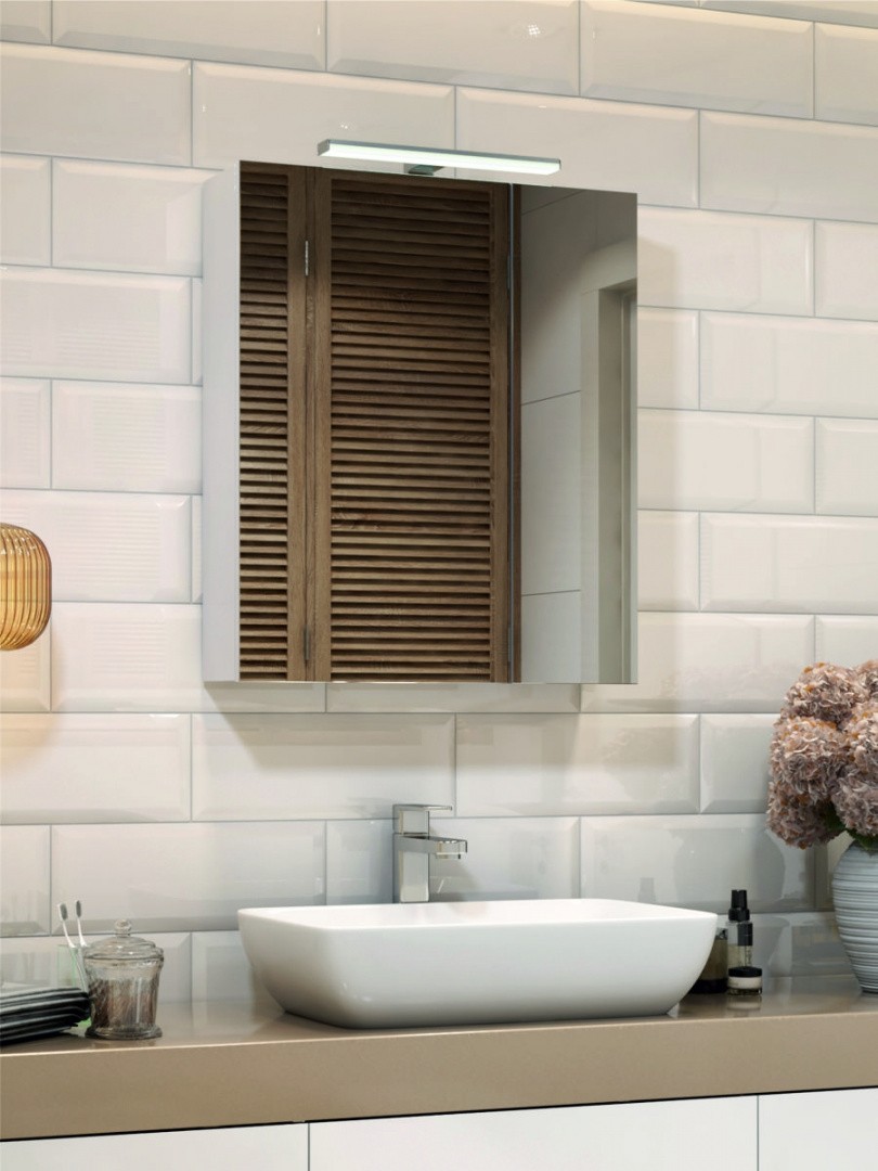 Приобрести vigo зеркало-шкаф plaza 60 см, со светильником, белое zsh.pla.60.el