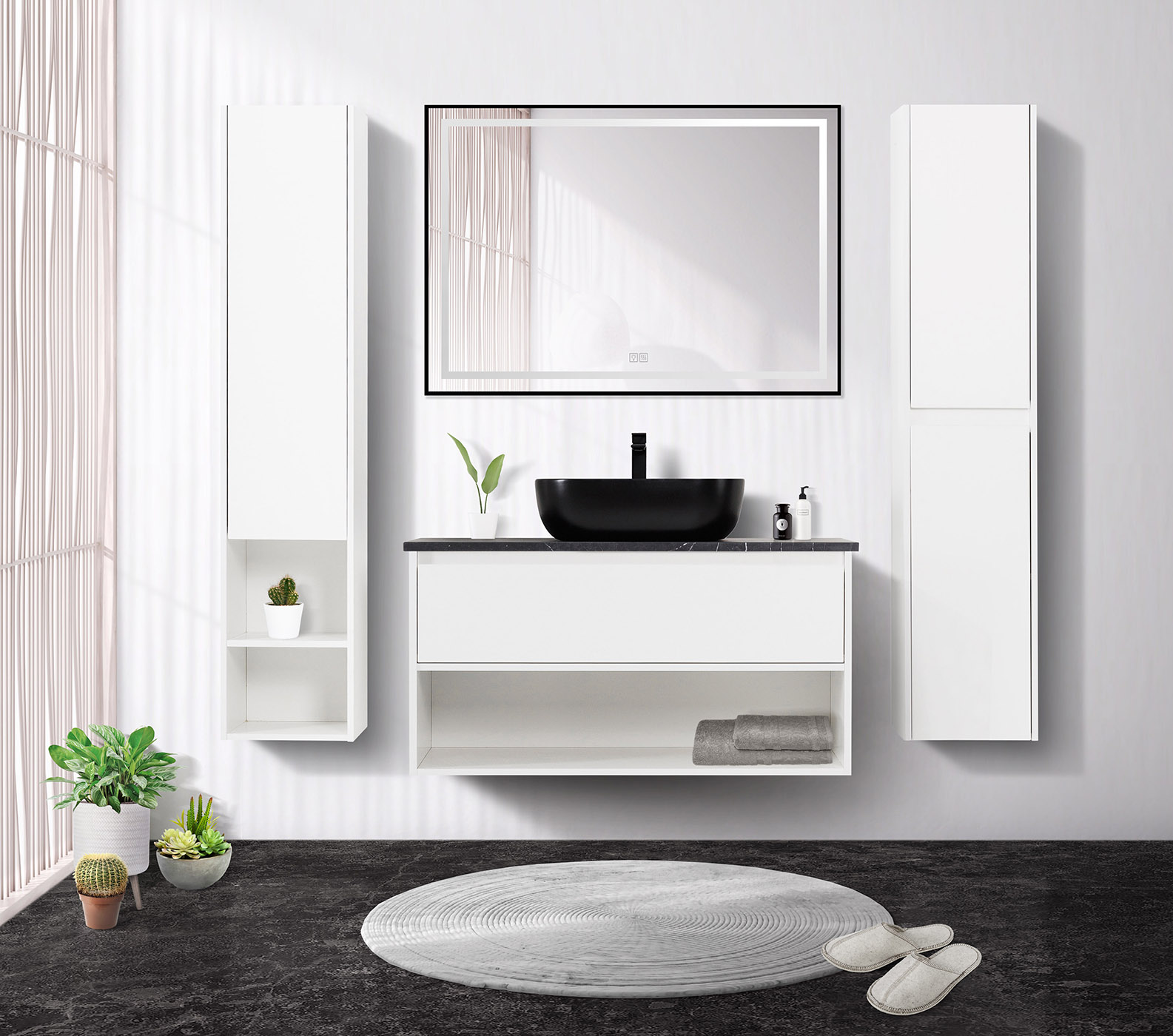 Приобрести belbagno тумба со столешницей kraft 100 см с ящиком и полкой, подвесная bianco opaco