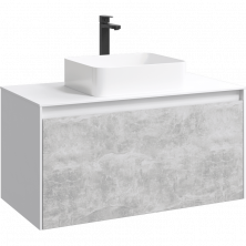 Тумба подвесная Aqwella со столешницей Mobi 100 см, Светлый бетон MOB0110W+MOB0710BS