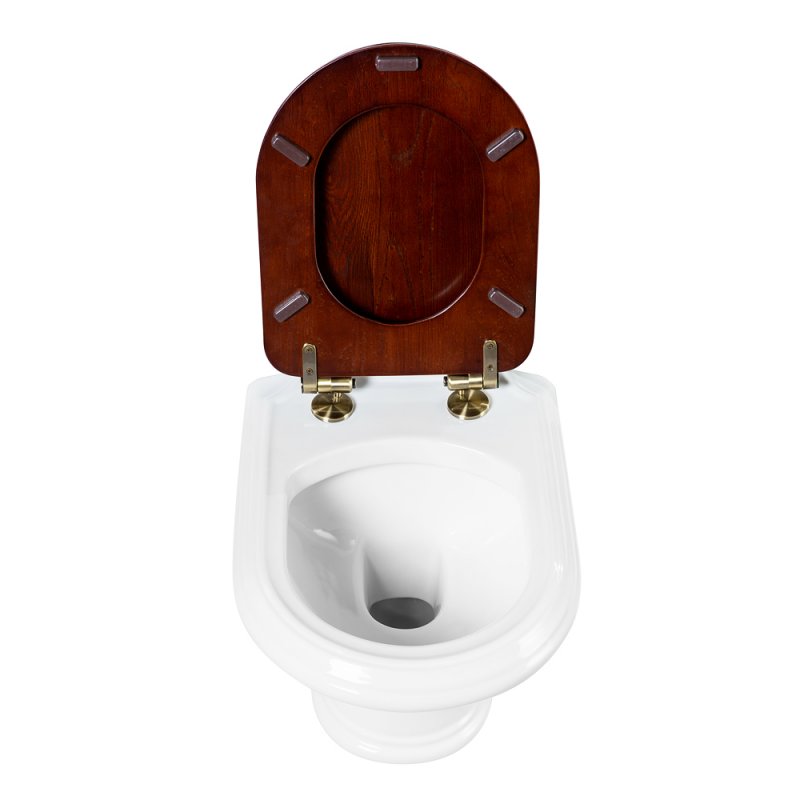 Приобрести cezares подвесной унитаз king palace с деревянным сиденьем микролифт, белый\орех\бронза