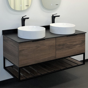 Приобрести сomforty тумба со столешницей и двумя раковинами "порто-120-2" дуб тёмно-коричневый