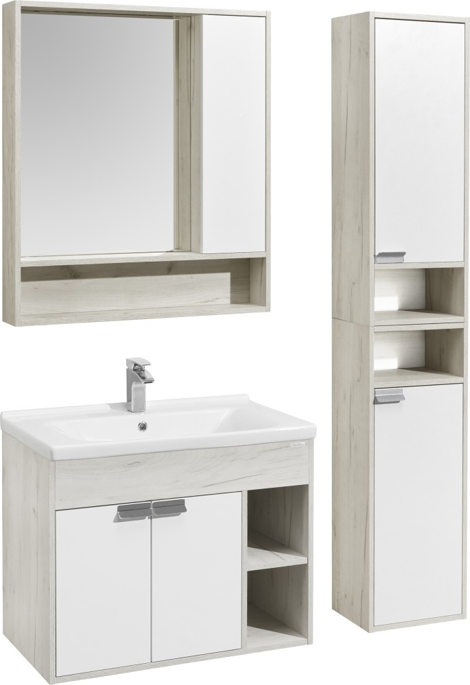 Приобрести зеркало-шкаф акватон флай 60 см, белое, дуб крафт