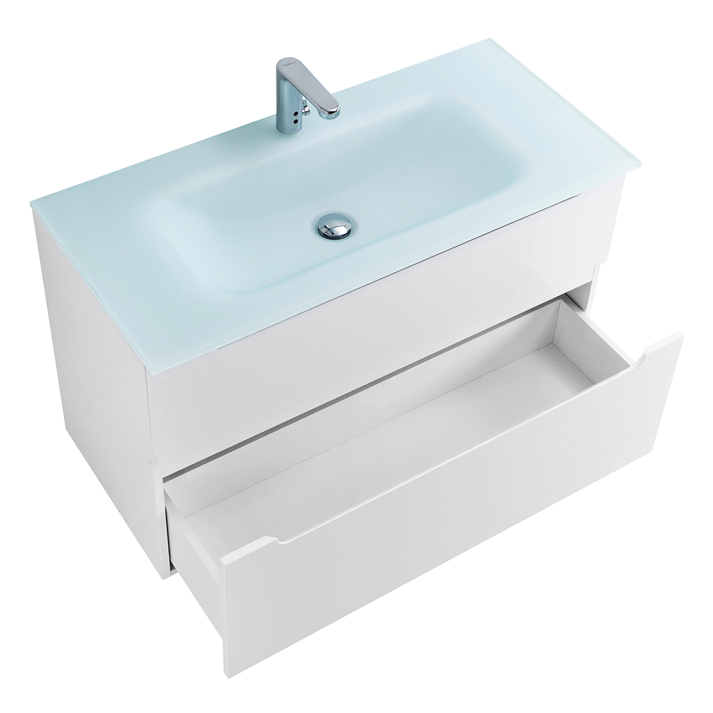 Приобрести belbagno тумба с раковиной etna-h60 100 см, подвесная bianco lucido, стеклянная раковина