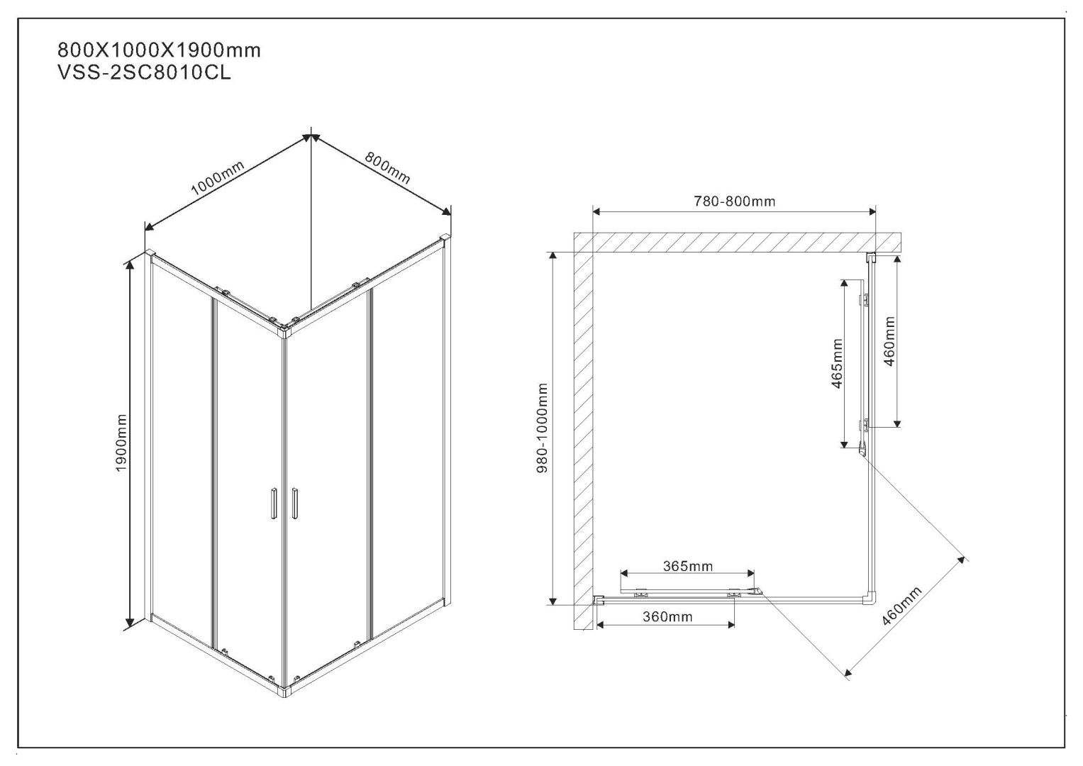 Приобрести vincea душевое ограждение scala 80х100 см, прозрачное, хром vss-2sc8010cl