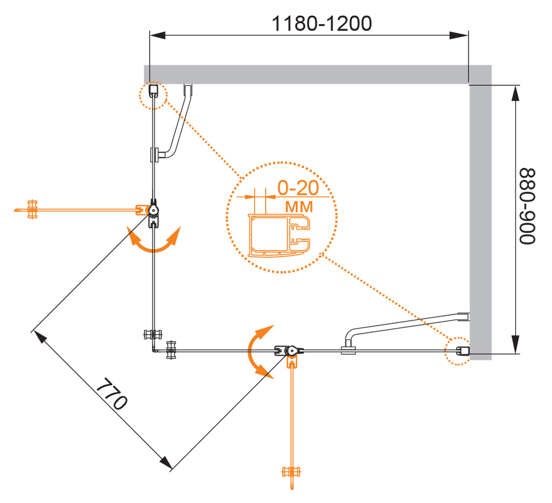 Приобрести cezares душевое ограждение elena 120х90 см, хром elena-w-ah-2-120/90-p-cr-r