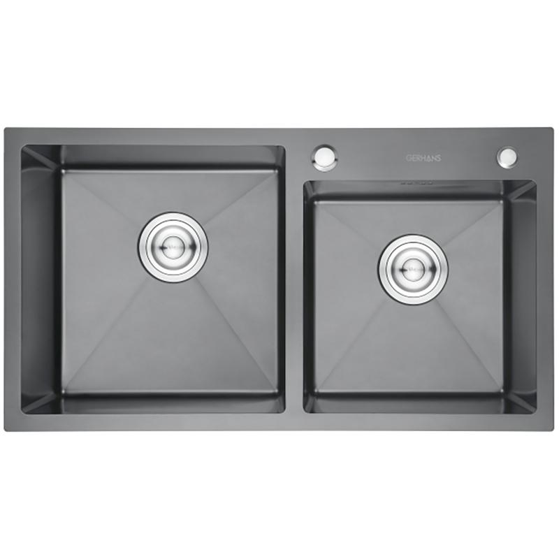 Приобрести gerhans кухонная мойка 78х43 см, двойная, графит