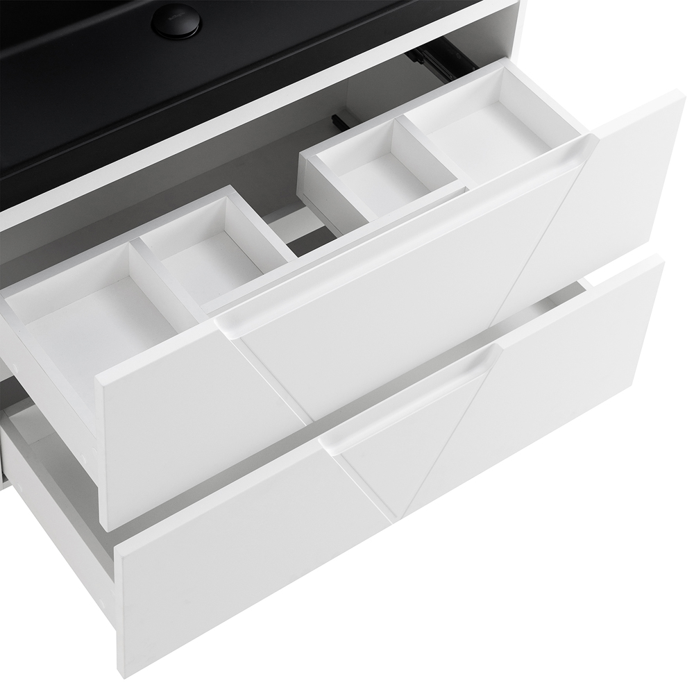 Приобрести belbagno тумба с раковиной vittoria 100 см, подвесная bianco opaco, чёрная раковина