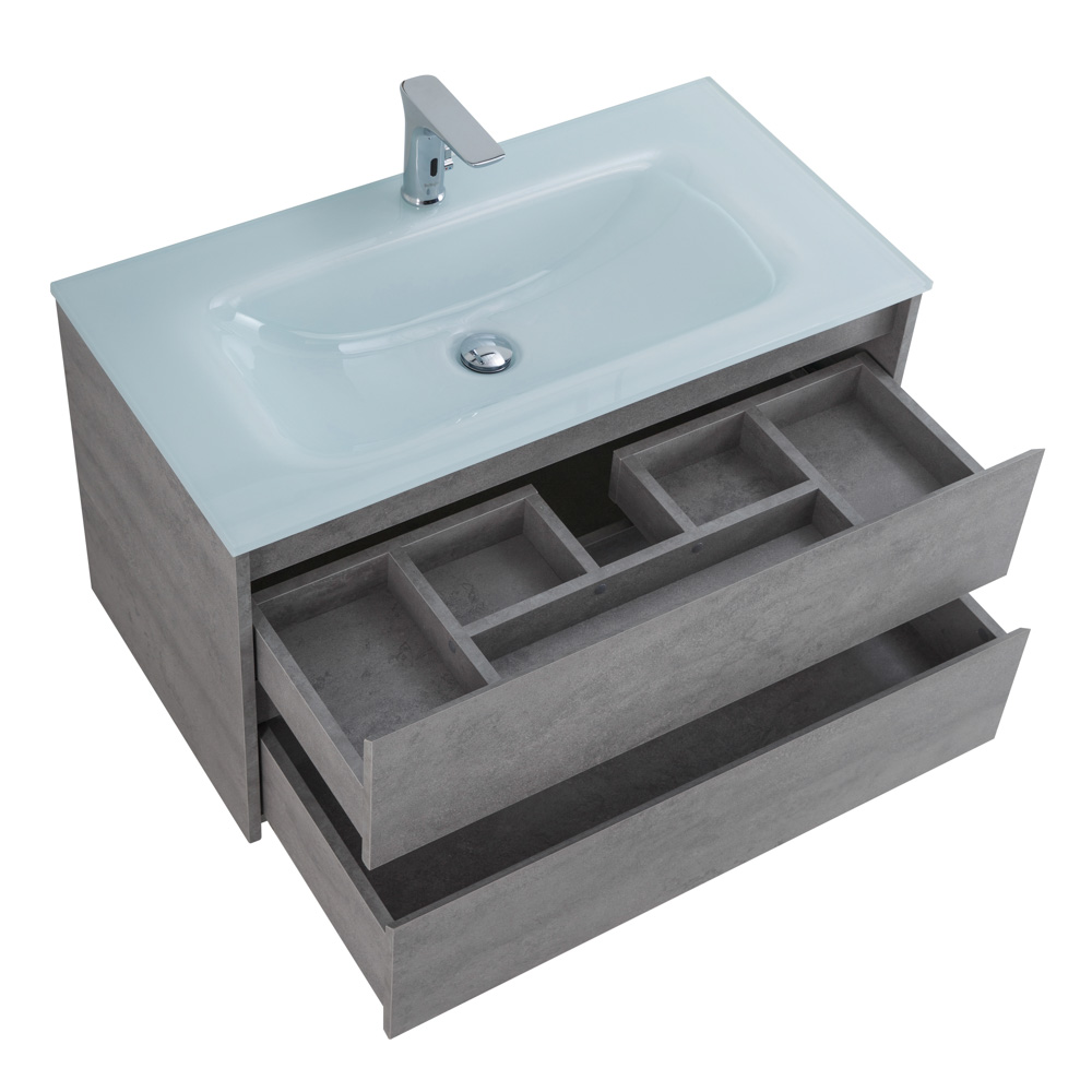 Приобрести belbagno тумба с раковиной kraft 100 см, подвесная cemento grigio, белая раковина