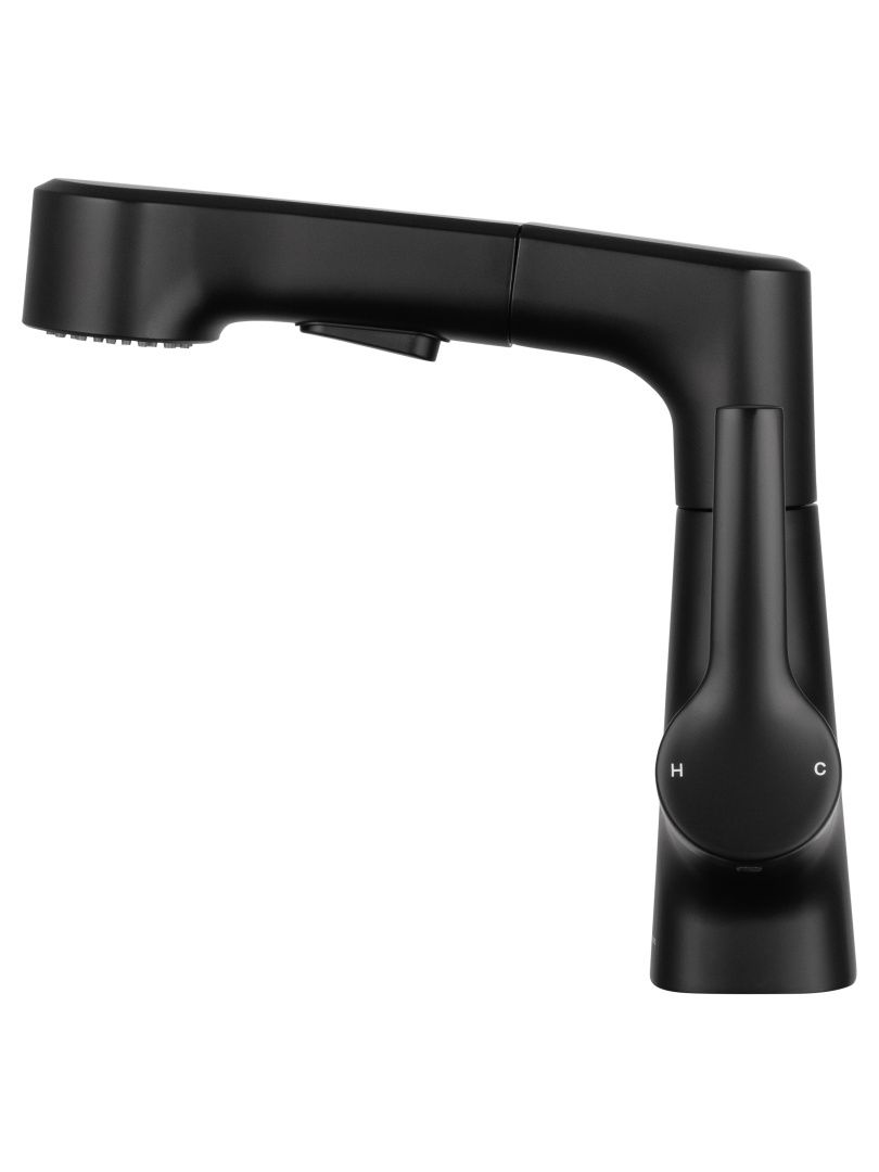 Приобрести смеситель для раковины с выдвижным изливом wonzon & woghand, черный матовый (ww-121b108-mb)