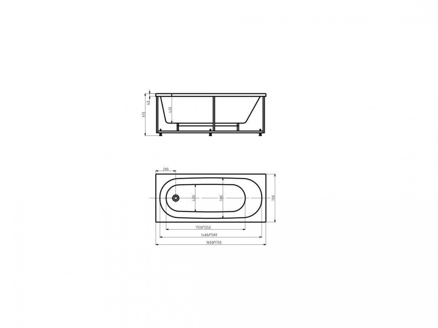 Приобрести акриловая ванна aquatek оберон 170x70 см
