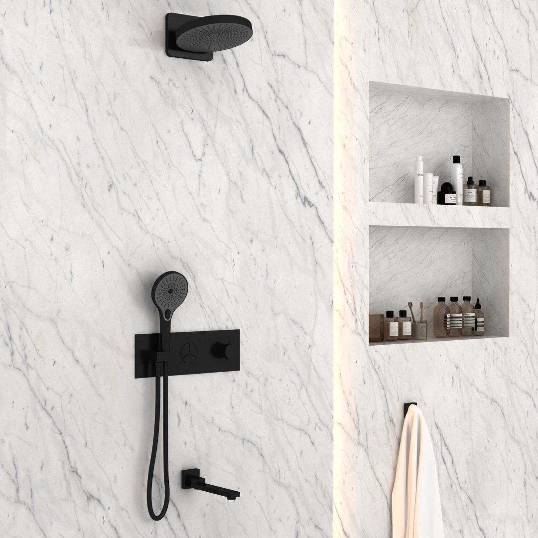 Приобрести vincea встраиваемая душевая система, черная матовая vsfw-432ti1mb