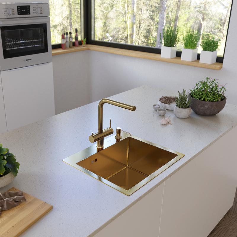 Приобрести gerhans кухонная мойка 50х50 см, золото