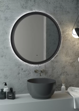 Continent Зеркало с подсветкой Planet Black 80х80 см, черное