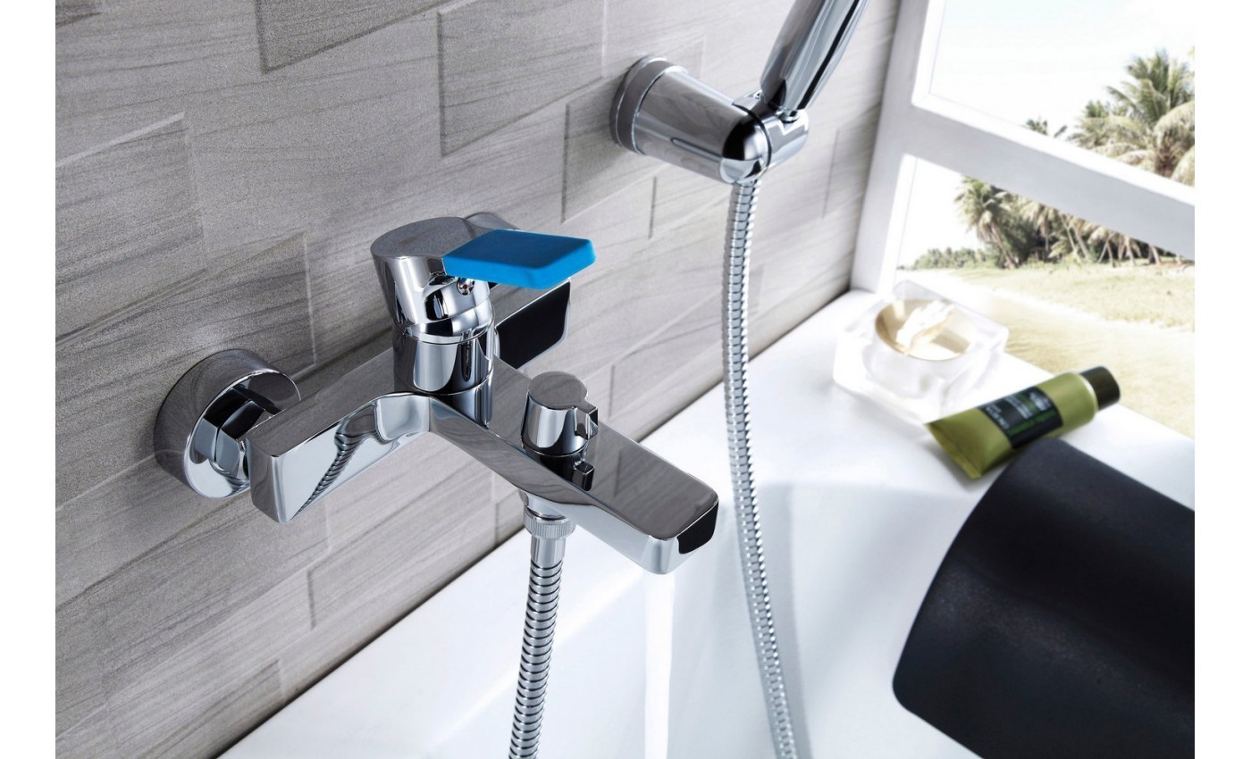 Приобрести lemark смеситель для ванны aura, хром\голубой lm0614c