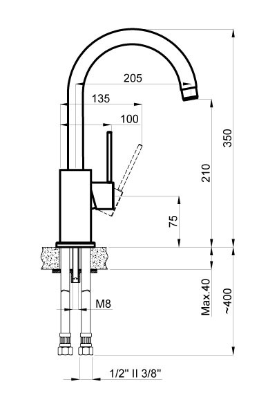 Приобрести смеситель для кухни azario tasco, 350 мм, серый гранит az-151644307