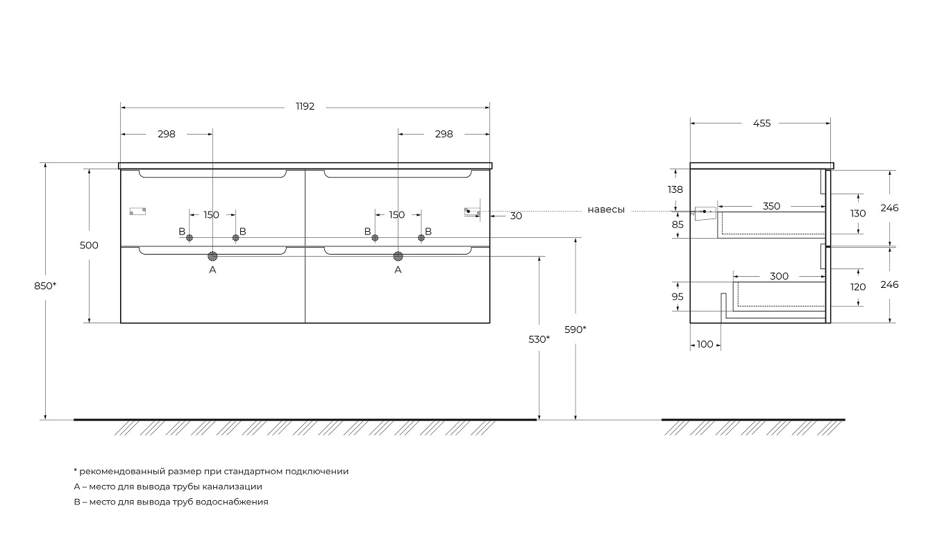 Приобрести belbagno тумба со столешницей etna 120 см, подвесная bianco lucido