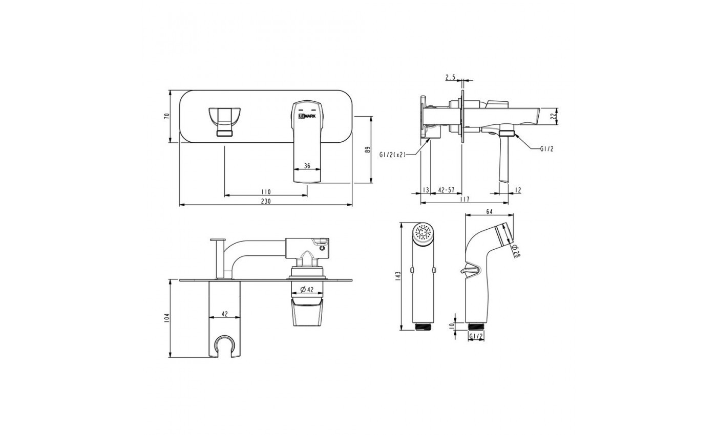 Приобрести lemark смеситель ursus с гигиеническим душем, скрытый монтаж, черный lm7220bl