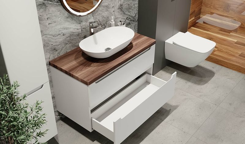 Приобрести jorno тумба подвесная wood 100 см со столешницей темное дерево, белая